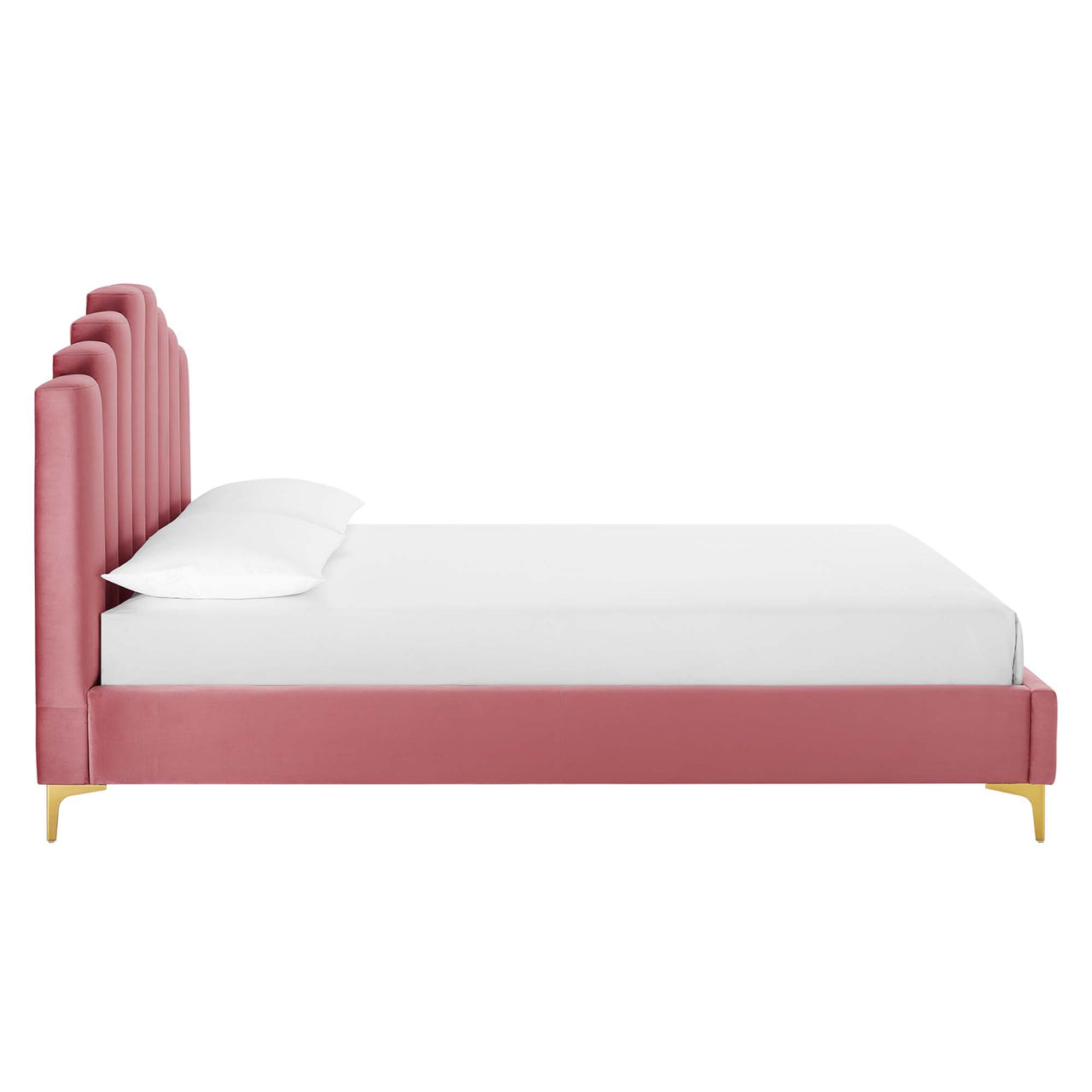Ascension Upholstered Velvet Queen Platform Bed, Dusty Rose