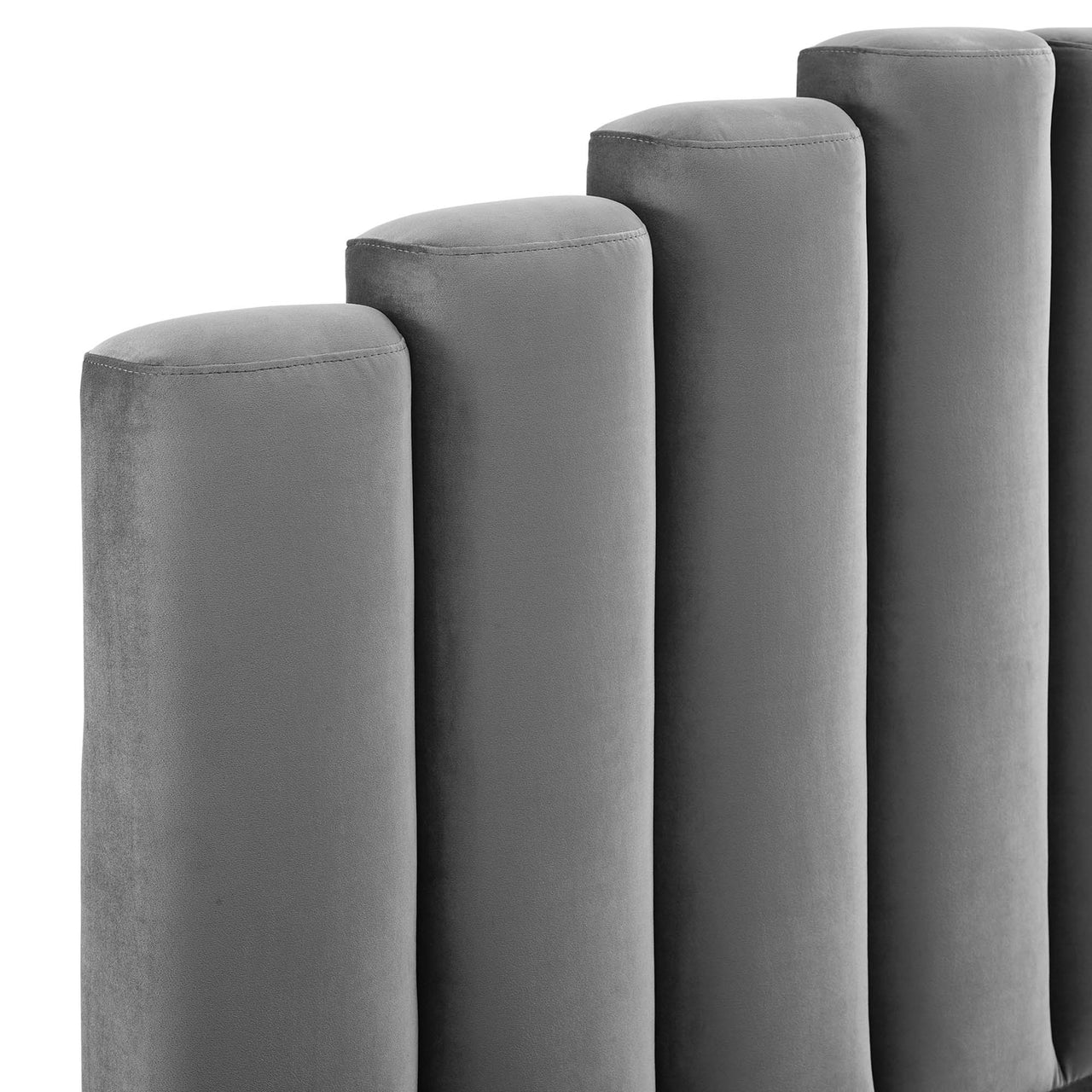 Ascension Upholstered Velvet Queen Platform Bed, Gray