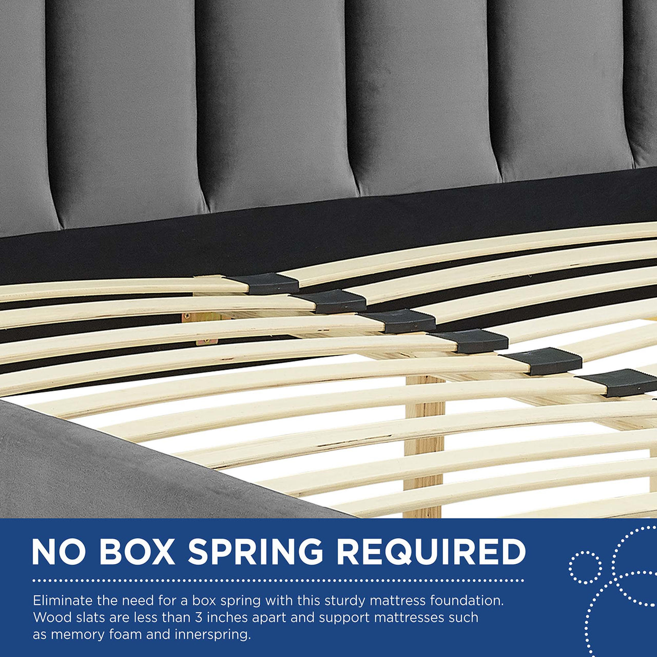 Ascension Upholstered Velvet Queen Platform Bed, Gray