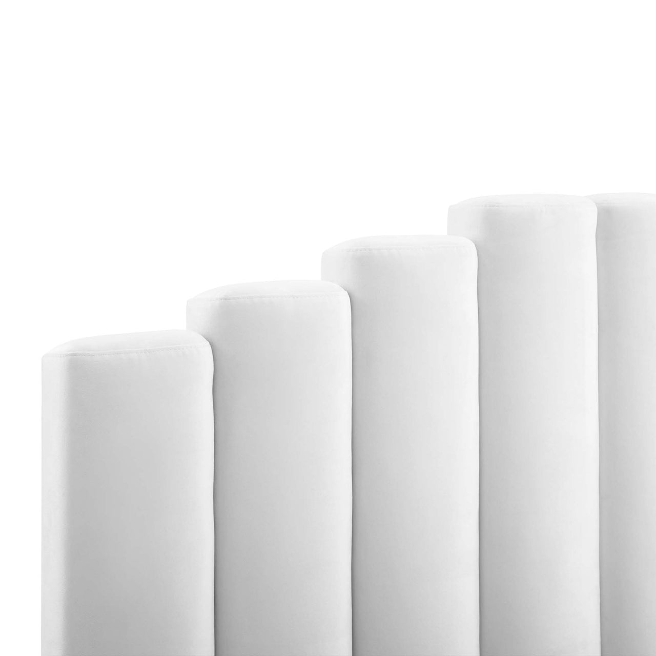 Ascension Upholstered Velvet Queen Platform Bed, White