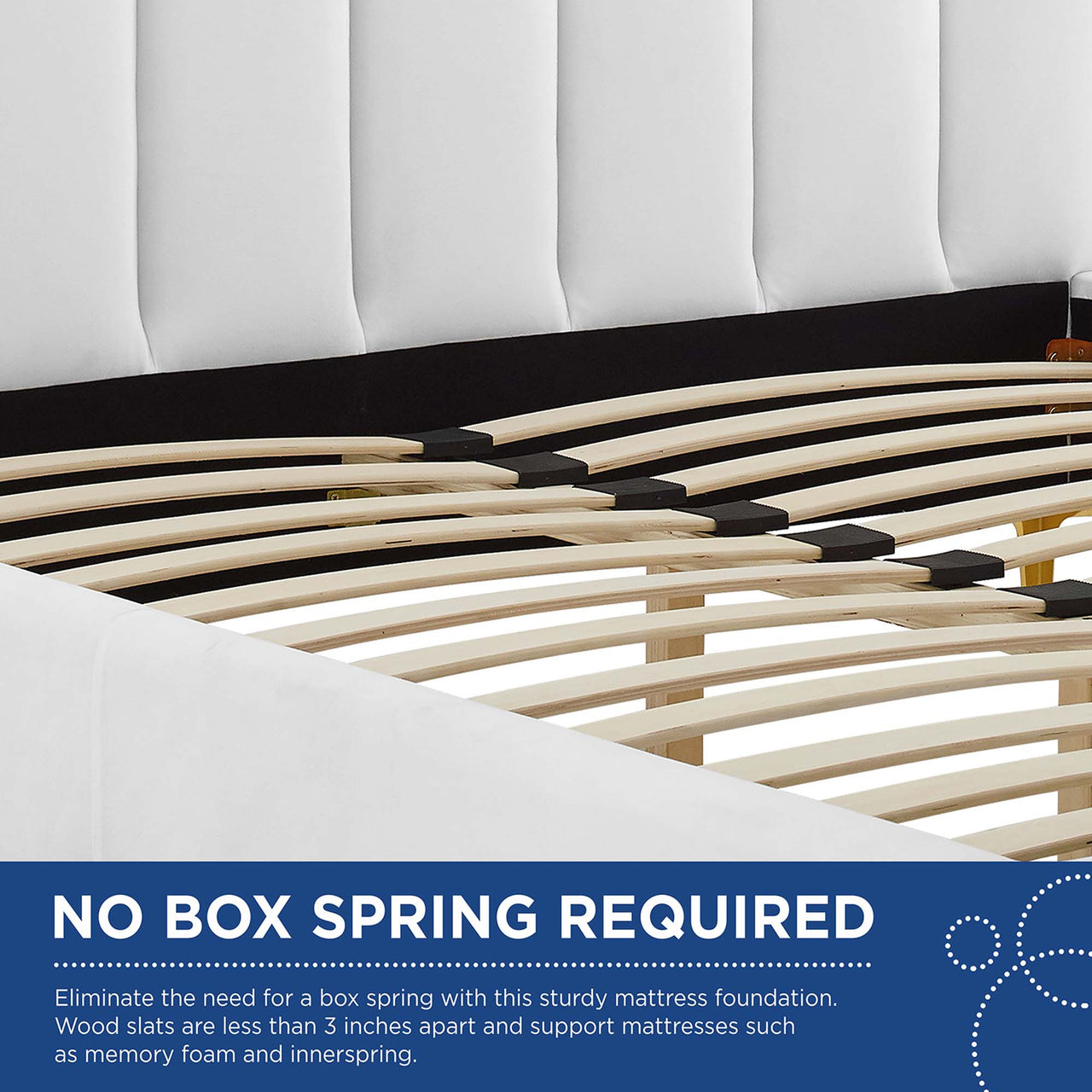 Ascension Upholstered Velvet Queen Platform Bed, White