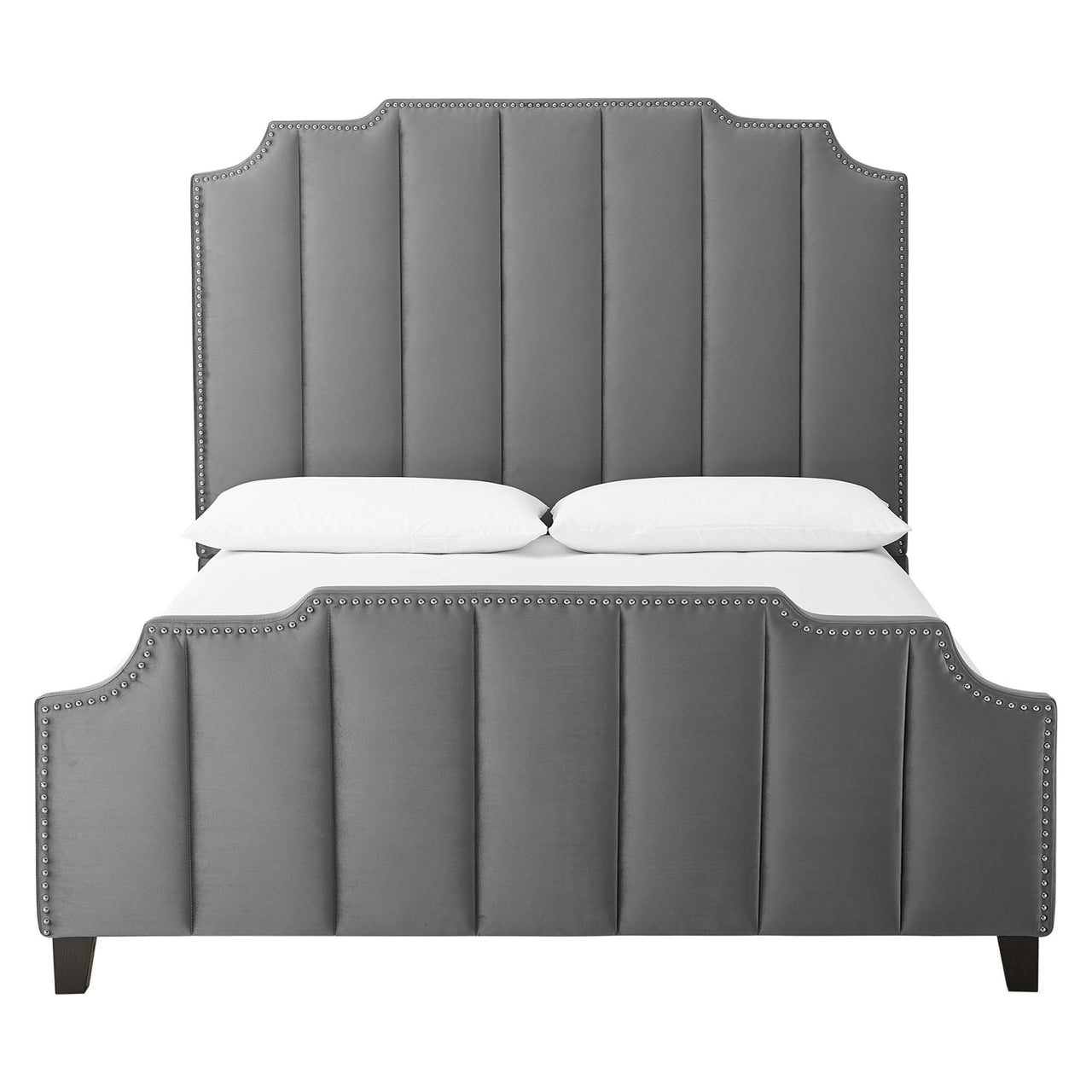 Avrienne Velvet Queen Platform Bed, Gray
