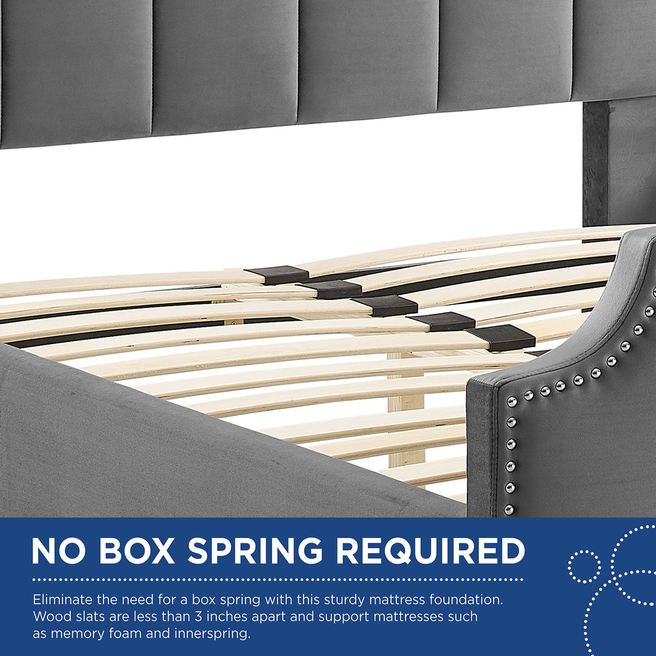 Avrienne Velvet Queen Platform Bed, Gray