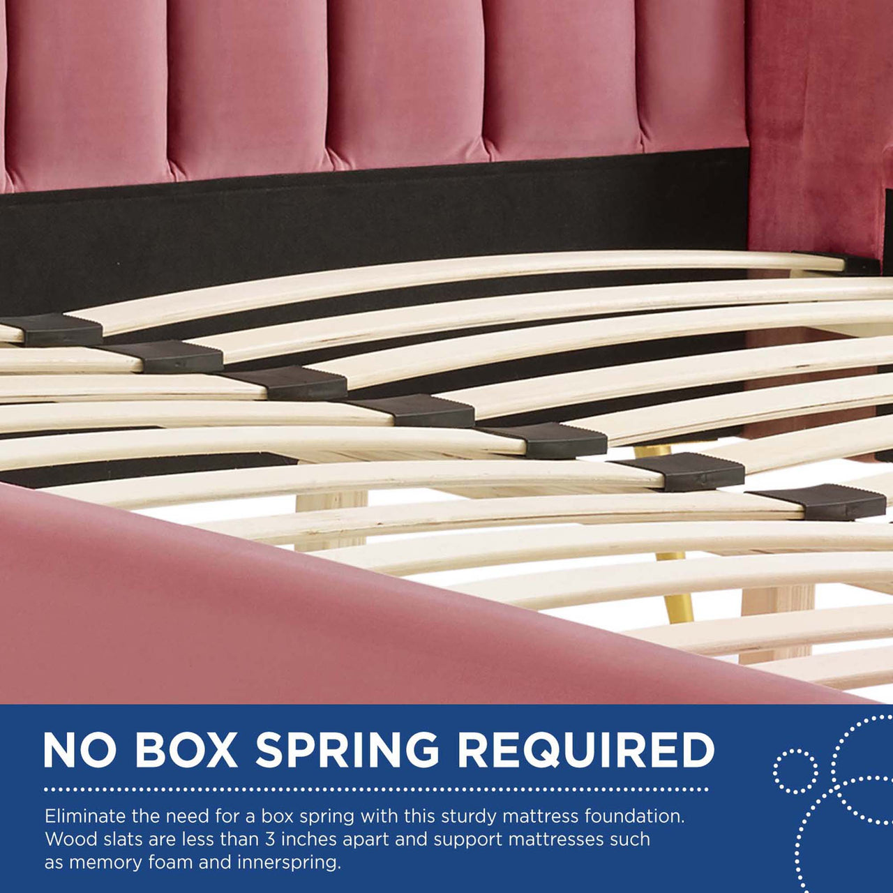 Peacock Upholstered Velvet Bed, Dusty Rose