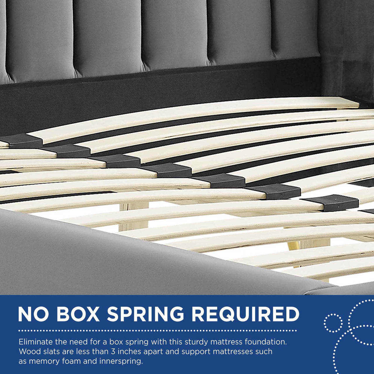 Peacock Upholstered Velvet Bed, Gray