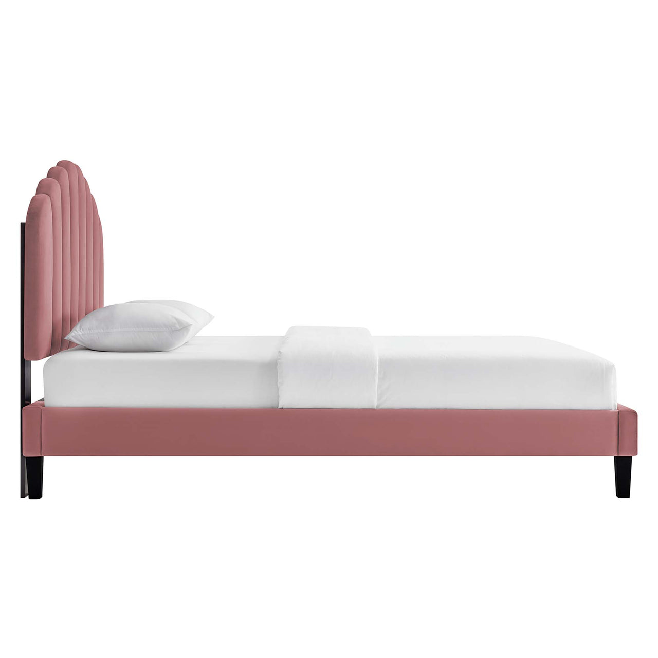 Tiara Velvet Queen Platform Bed, Dusty Rose