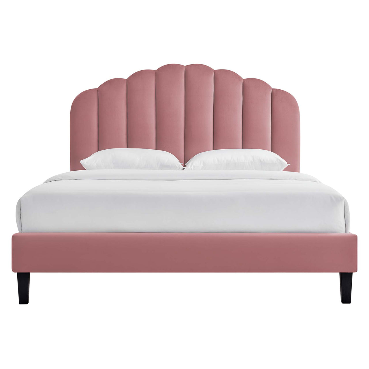 Tiara Velvet Queen Platform Bed, Dusty Rose