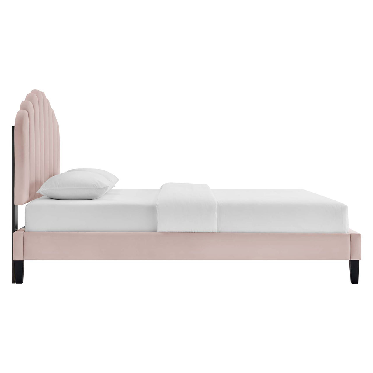 Tiara Velvet Queen Platform Bed, Pink