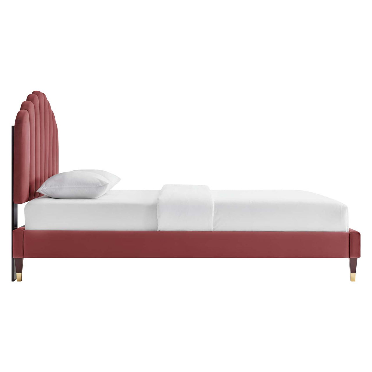 Tiara Velvet Queen Platform Bed, Dusty Rose