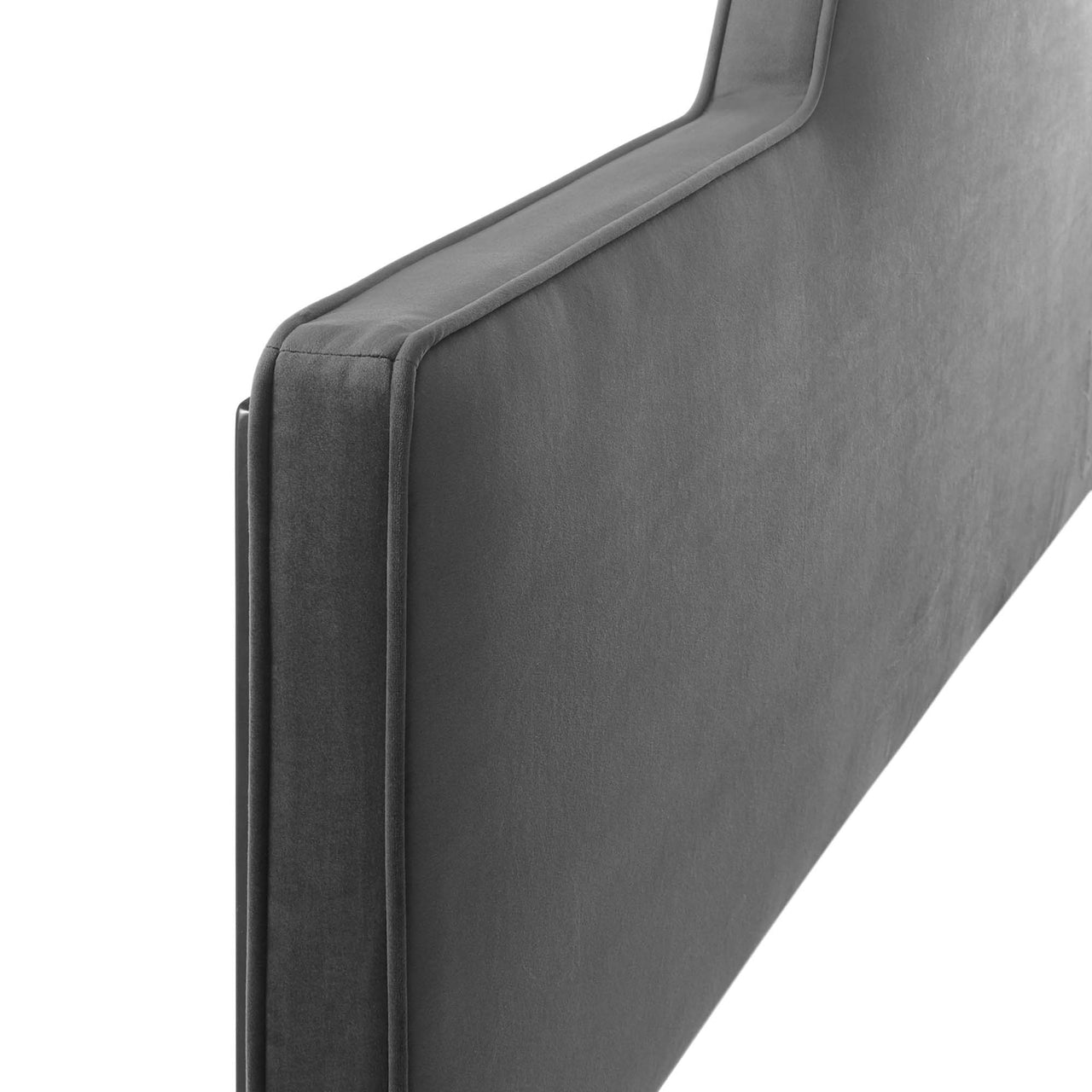 Solene Upholstered Velvet Twin Headboard, Charcoal