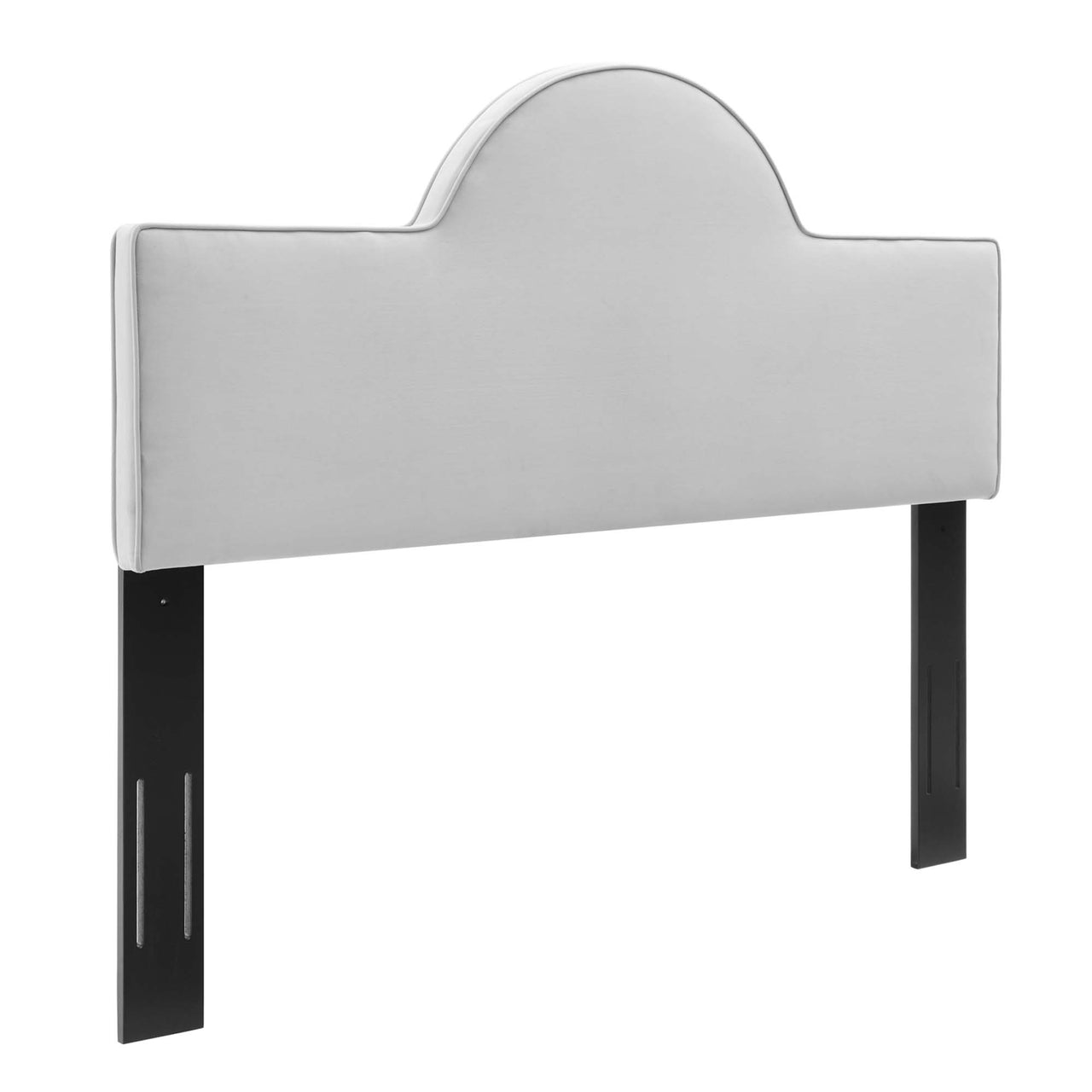 Solene Upholstered Velvet Twin Headboard, Light Gray