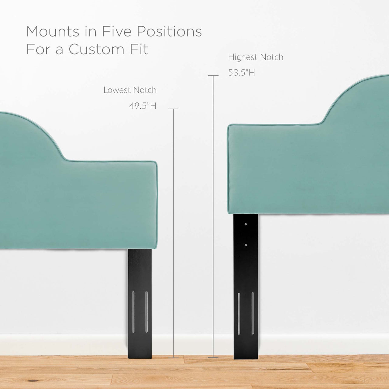 Solene Upholstered Velvet Twin Headboard, Mint