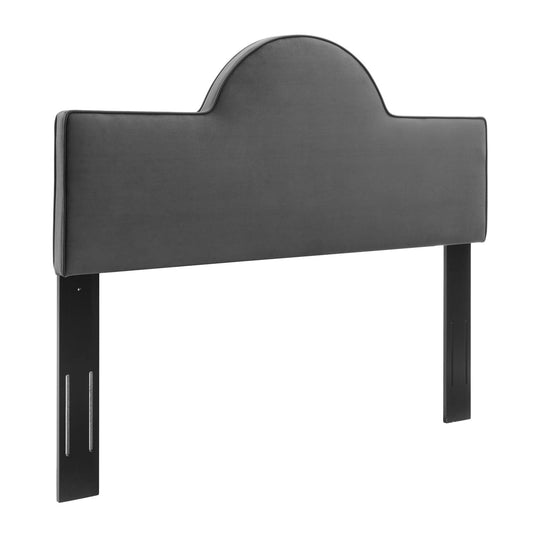 Solene Upholstered Velvet Full | Queen Headboard, Charcoal