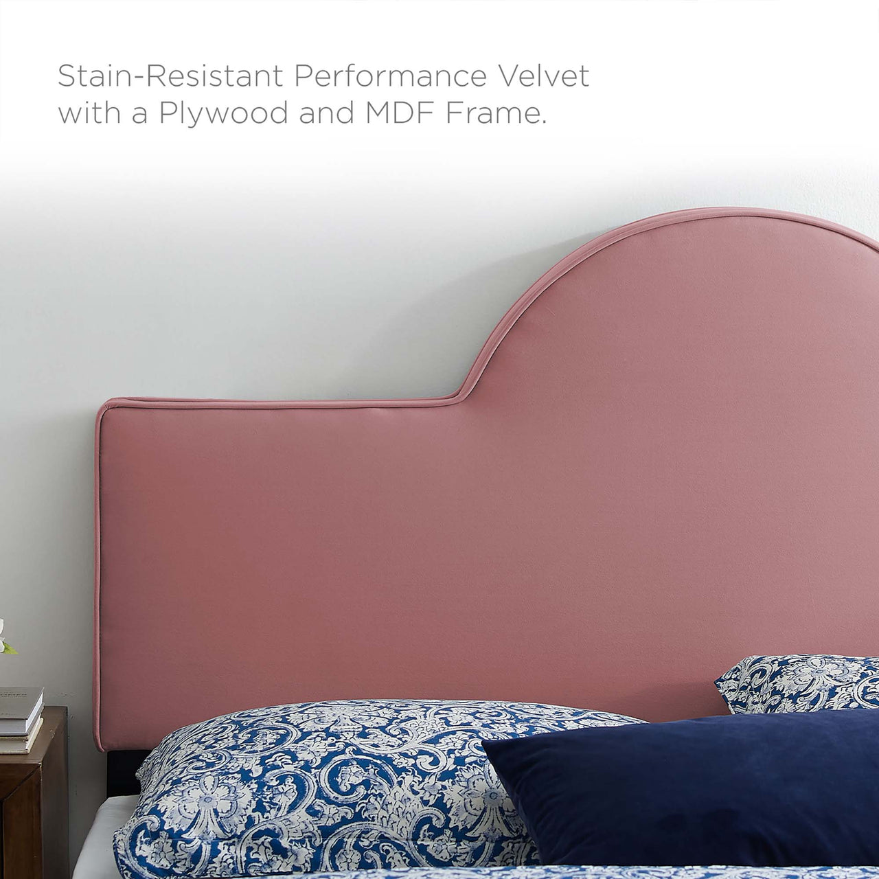 Solene Upholstered Velvet Full | Queen Headboard, Dusty Rose
