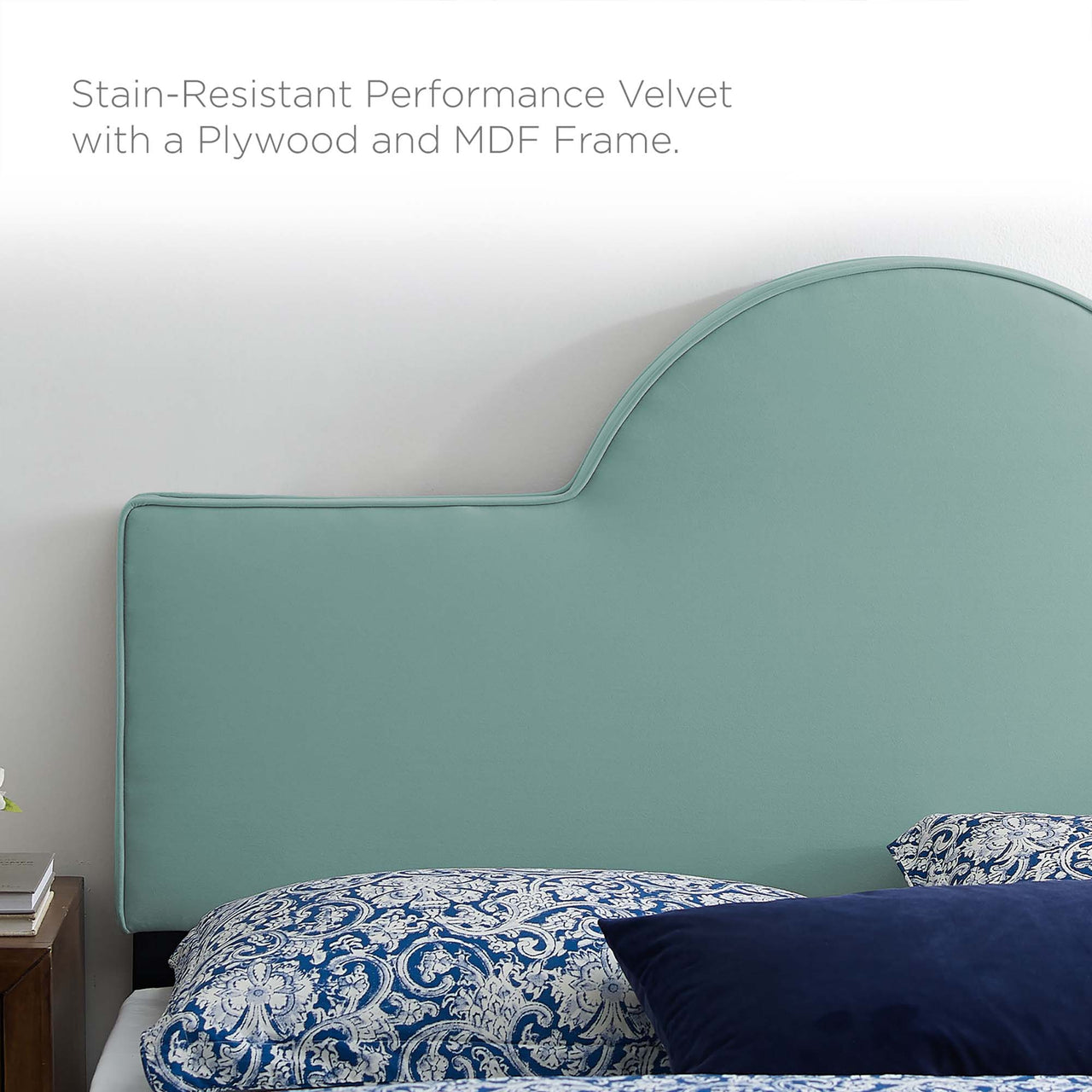 Solene Upholstered Velvet King | California King Headboard, Mint