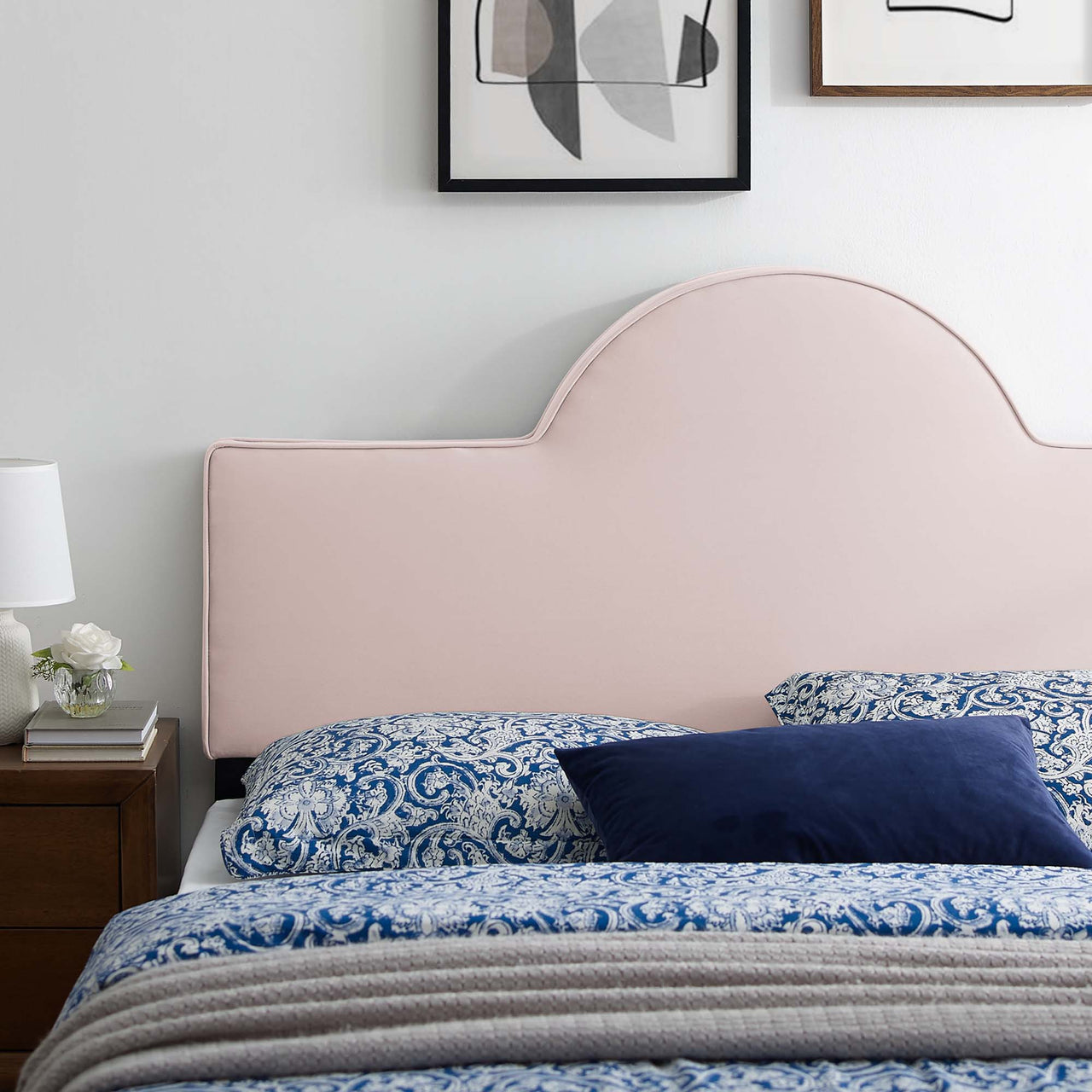Solene Upholstered Velvet King | California King Headboard, Pink