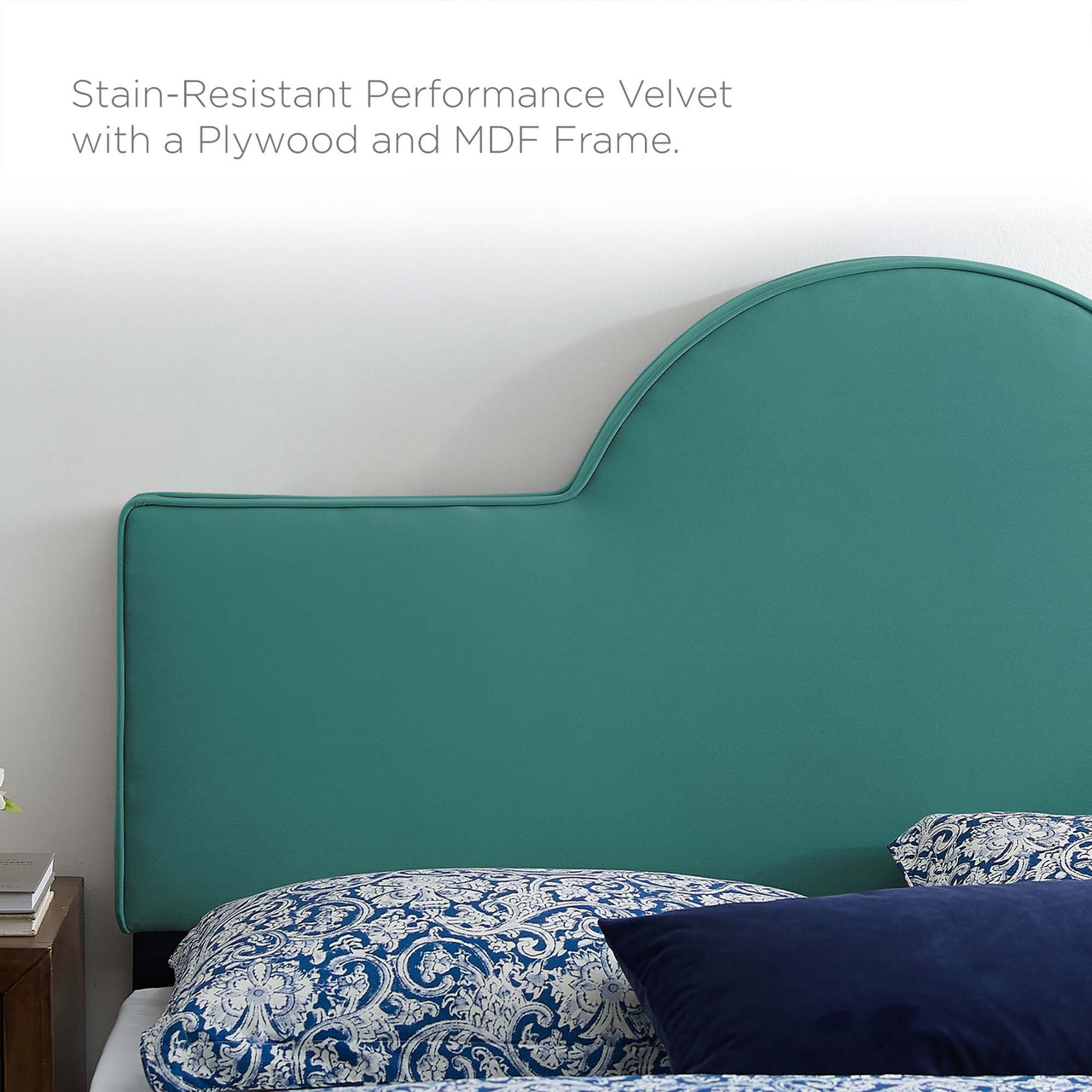 Solene Upholstered Velvet King | California King Headboard, Teal