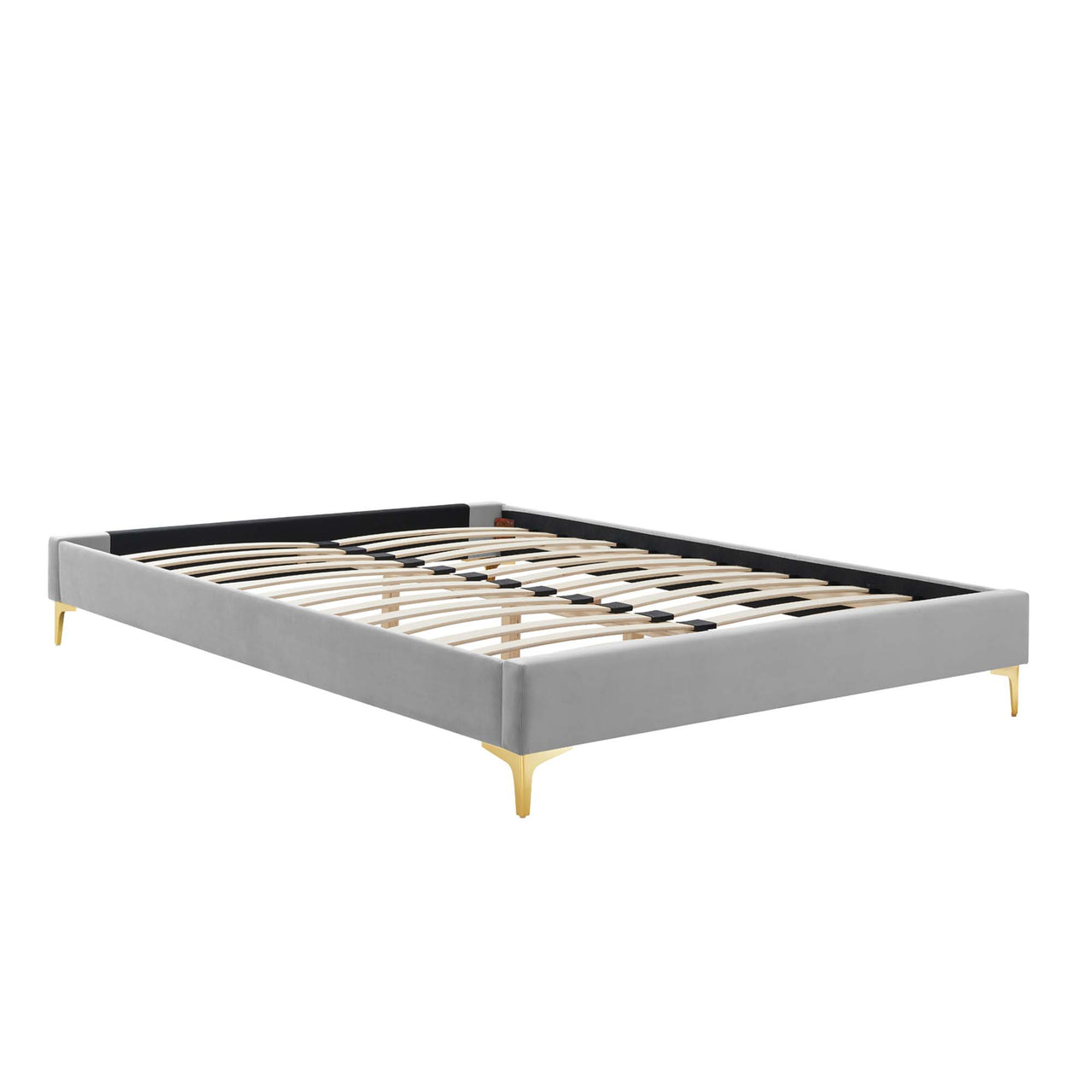 Valour Velvet Twin Bed Frame, Light Gray