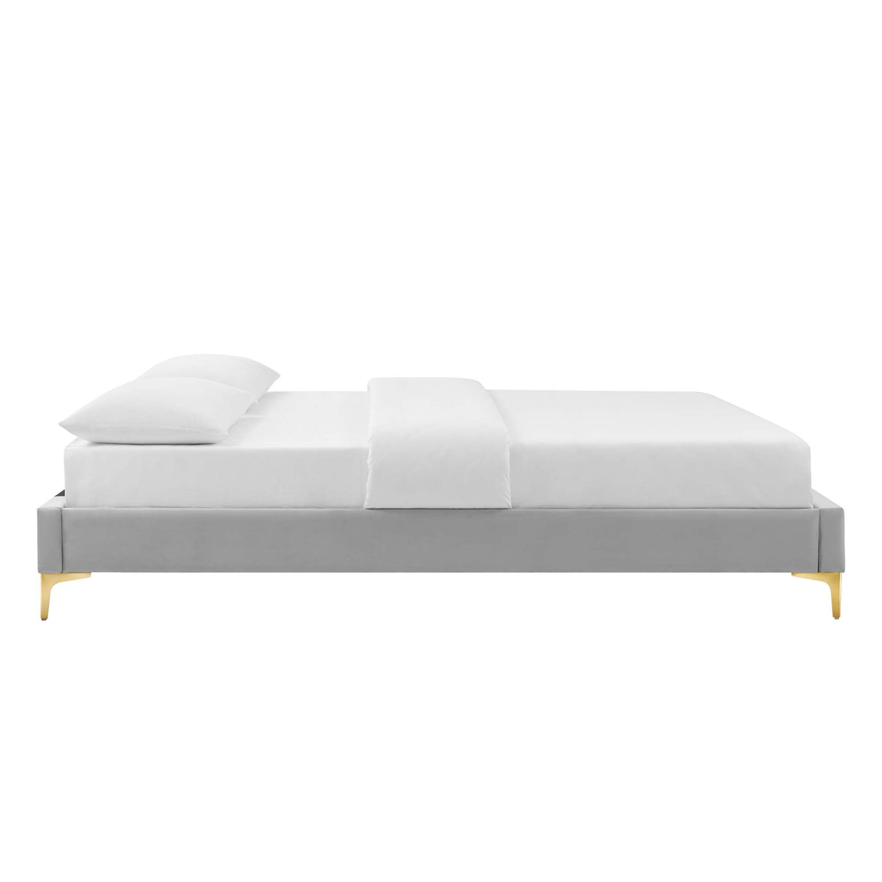 Valour Velvet Twin Bed Frame, Light Gray