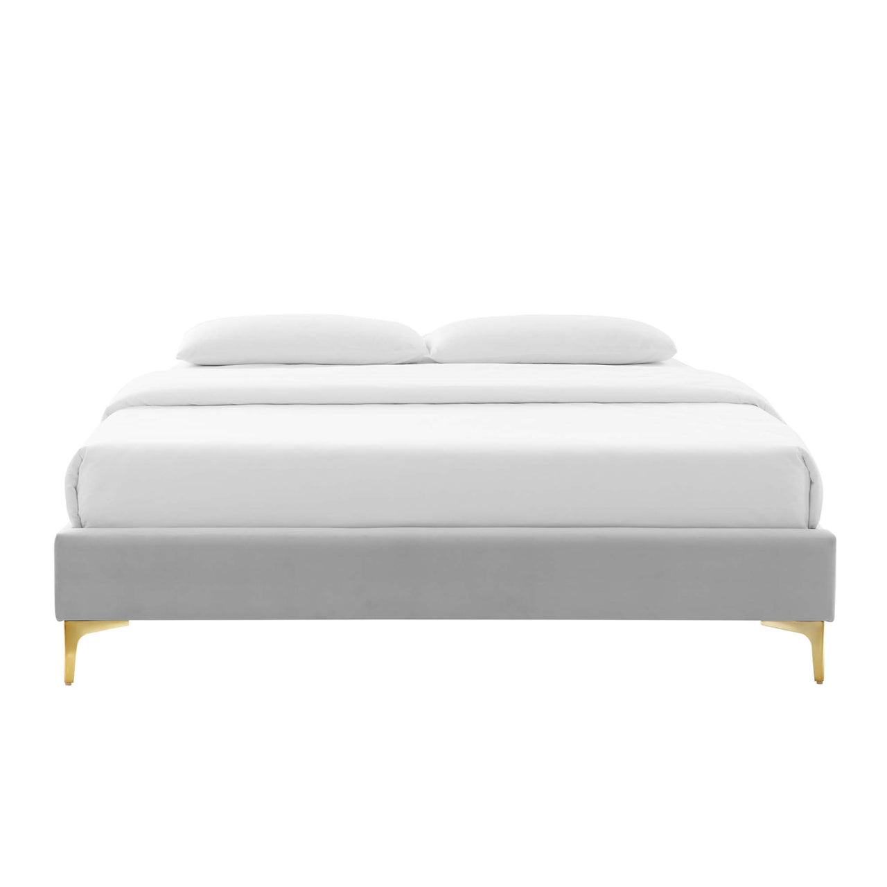Valour Velvet Twin Bed Frame, Light Gray