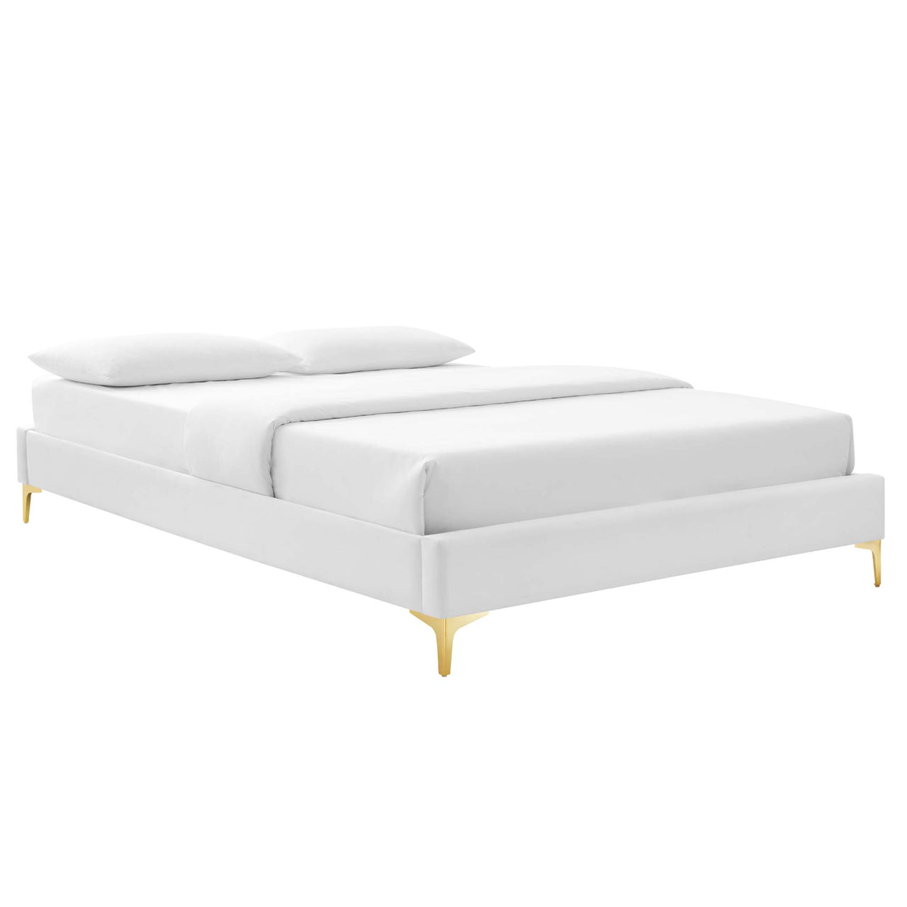 Cindrelle Upholstered Velvet Twin Platform Bed, White