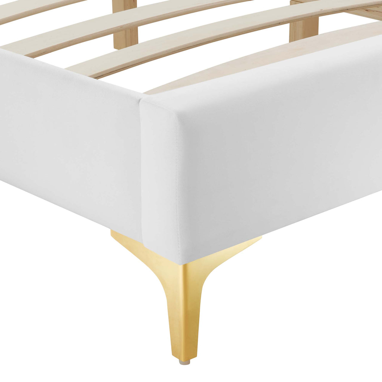 Valour Velvet Twin Bed Frame, White