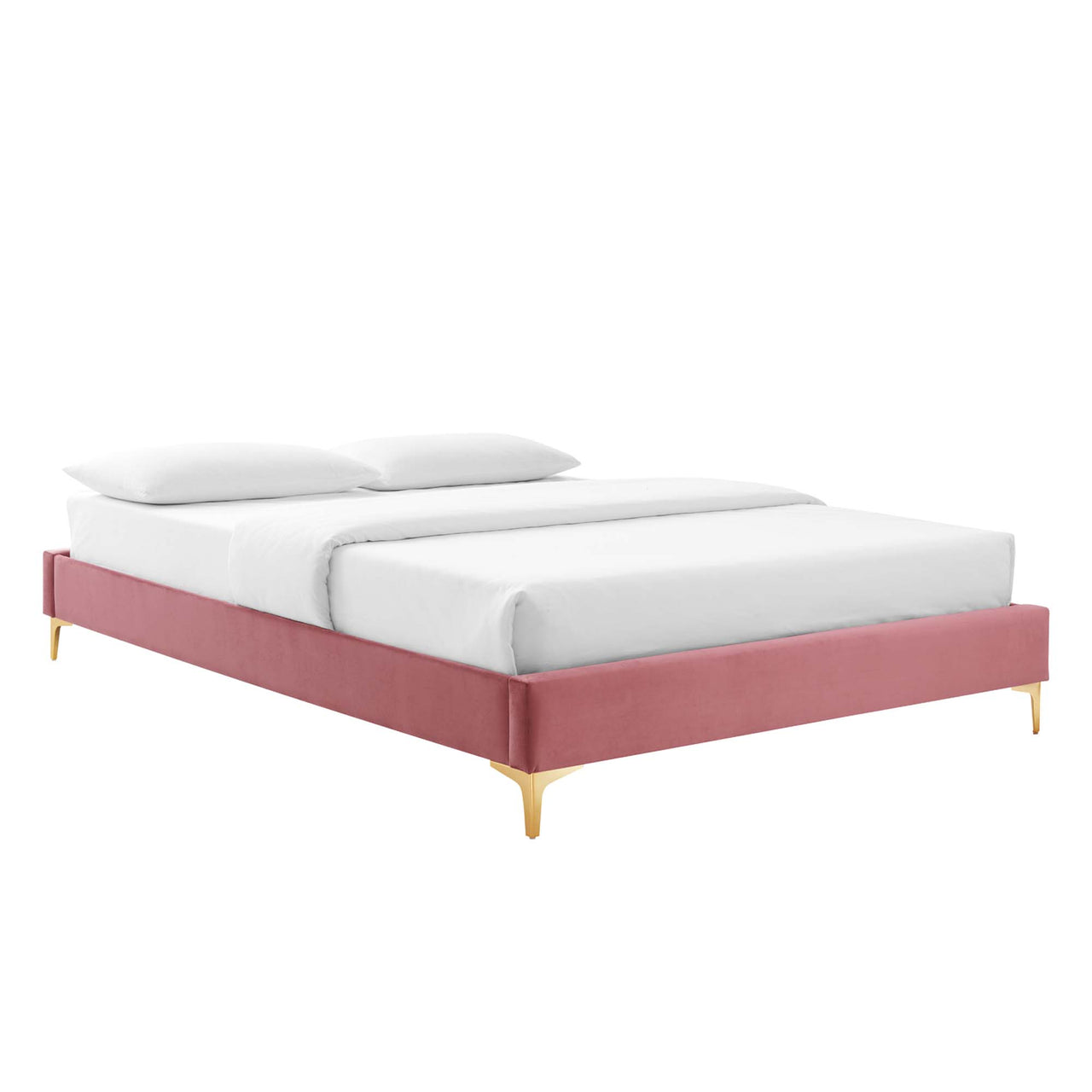 Valour Velvet Full Bed Frame, Dusty Rose