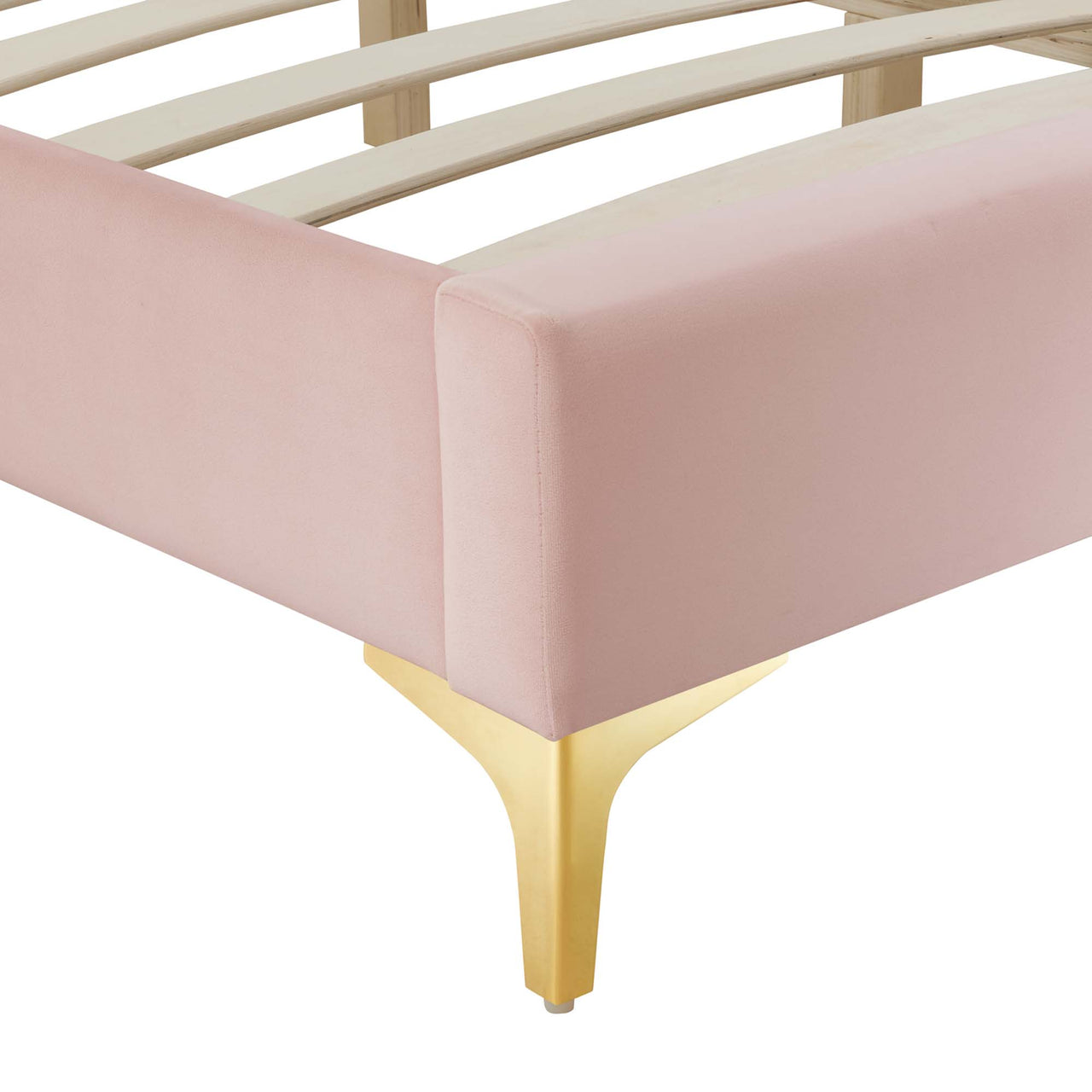 Valour Velvet King Bed Frame, Pink