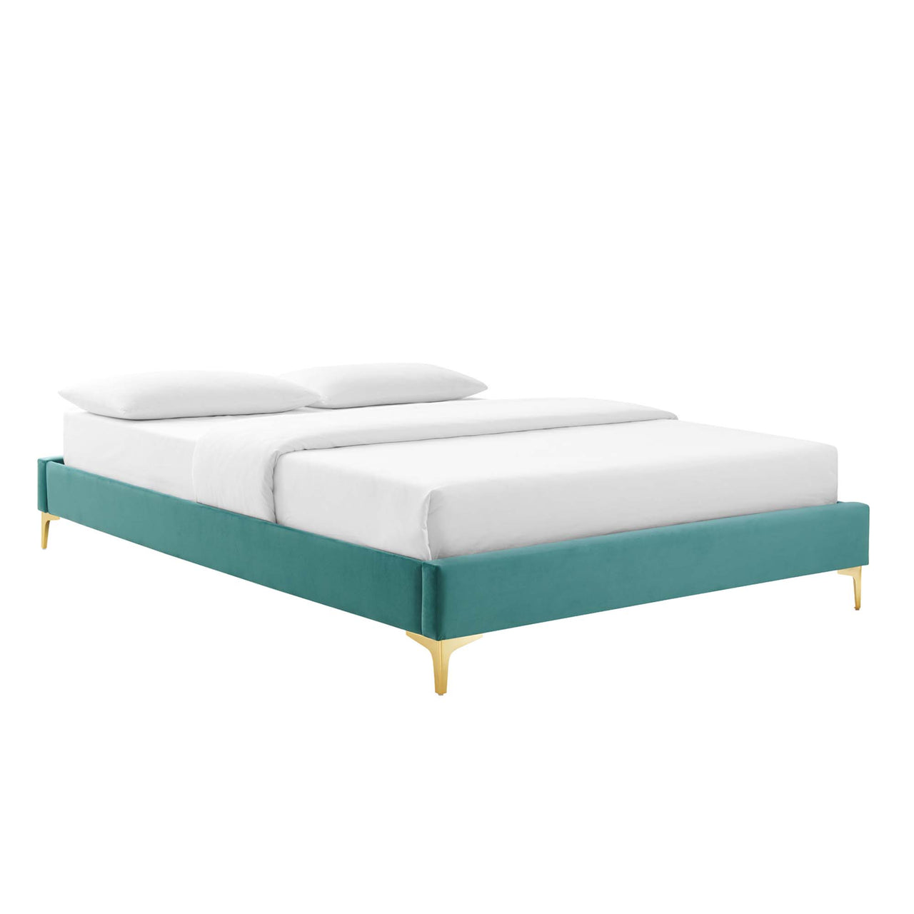 Twilight Upholstered Velvet King Bed, Teal