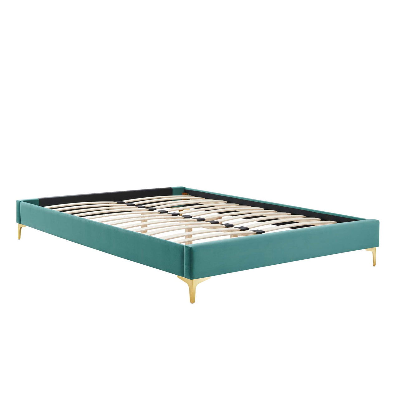 Valour Velvet King Bed Frame, Teal