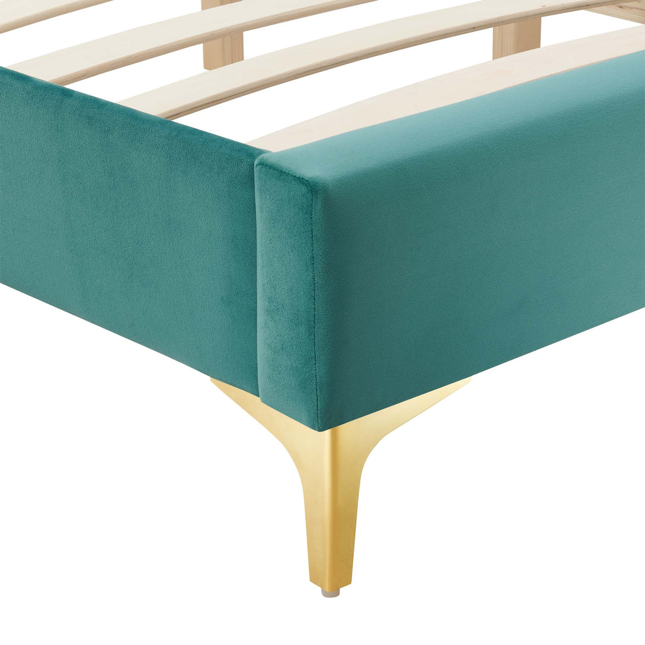 Valour Velvet King Bed Frame, Teal