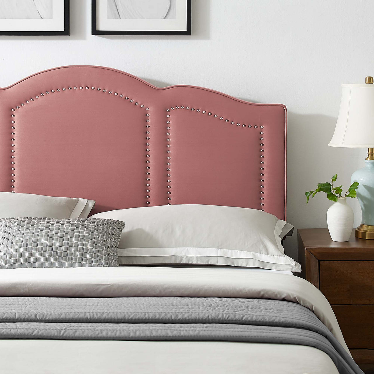 Celiora Velvet King | California King Headboard, Dusty Rose