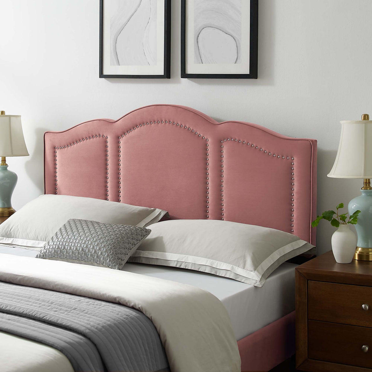 Celiora Velvet King | California King Headboard, Dusty Rose