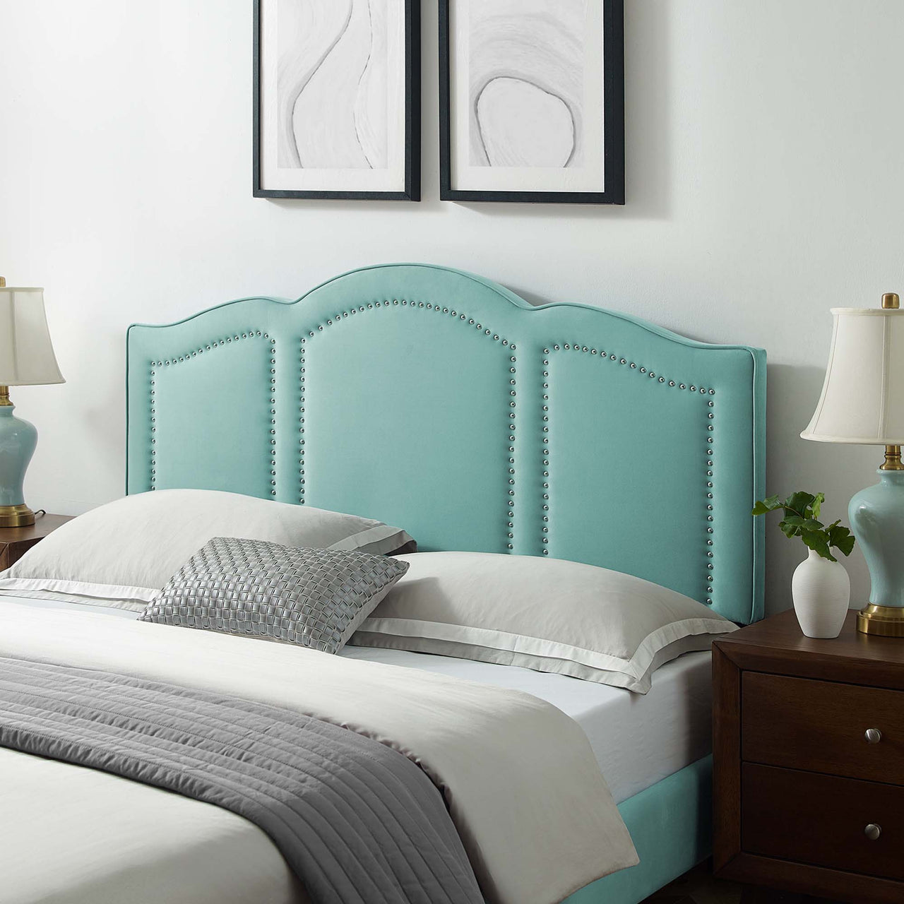 Celiora Velvet King | California King Headboard, Mint