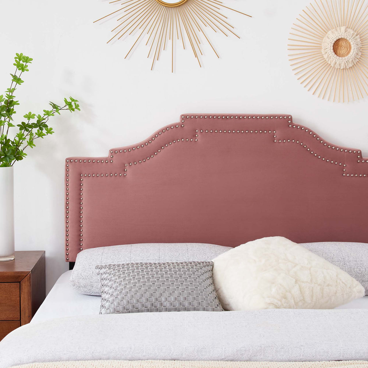 Sevoria Velvet King | California King Headboard, Dusty Rose