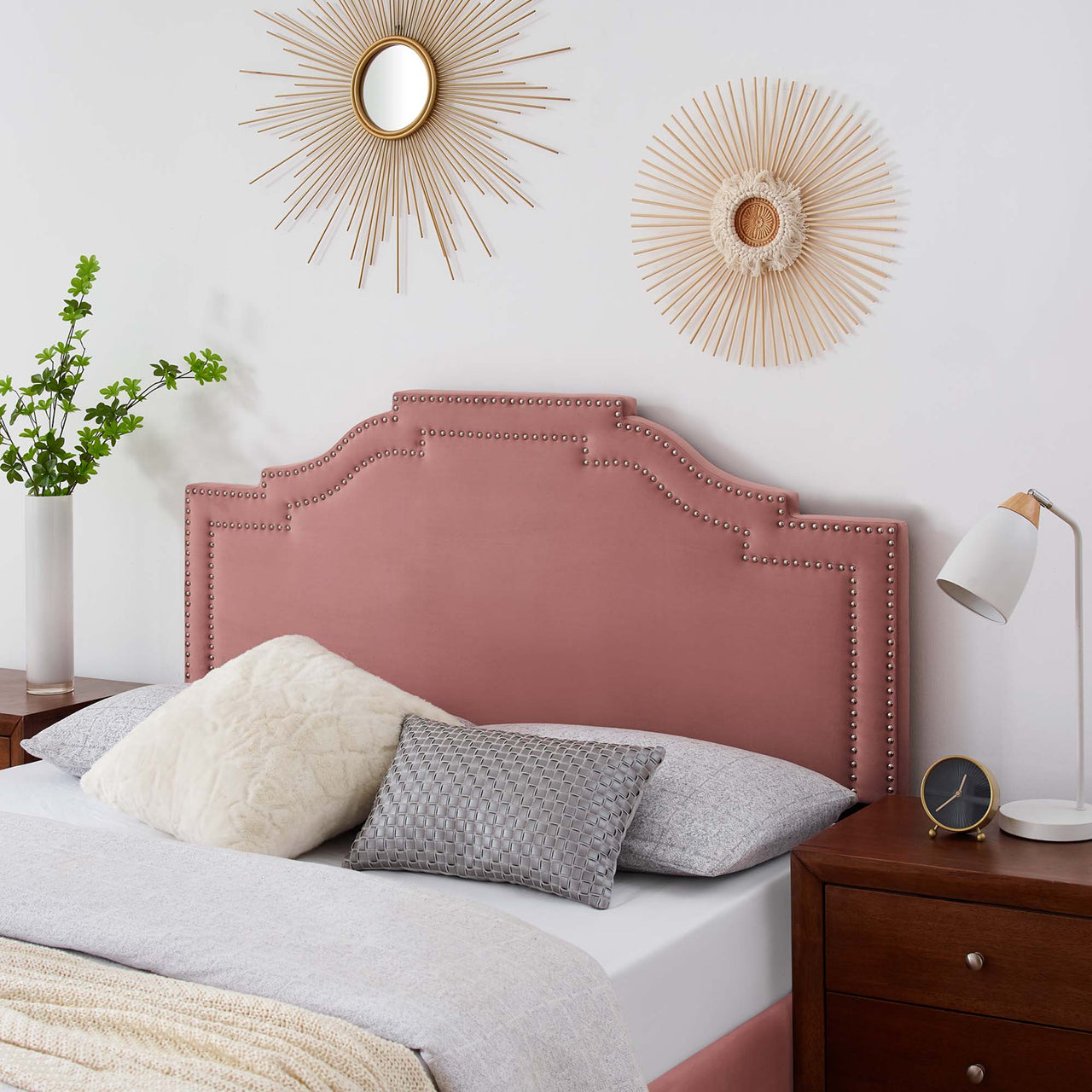 Sevoria Velvet King | California King Headboard, Dusty Rose