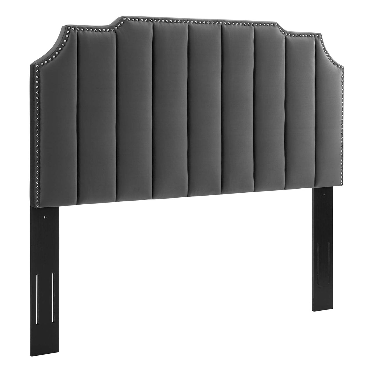 Lumyra Upholstered Velvet Twin Headboard, Charcoal