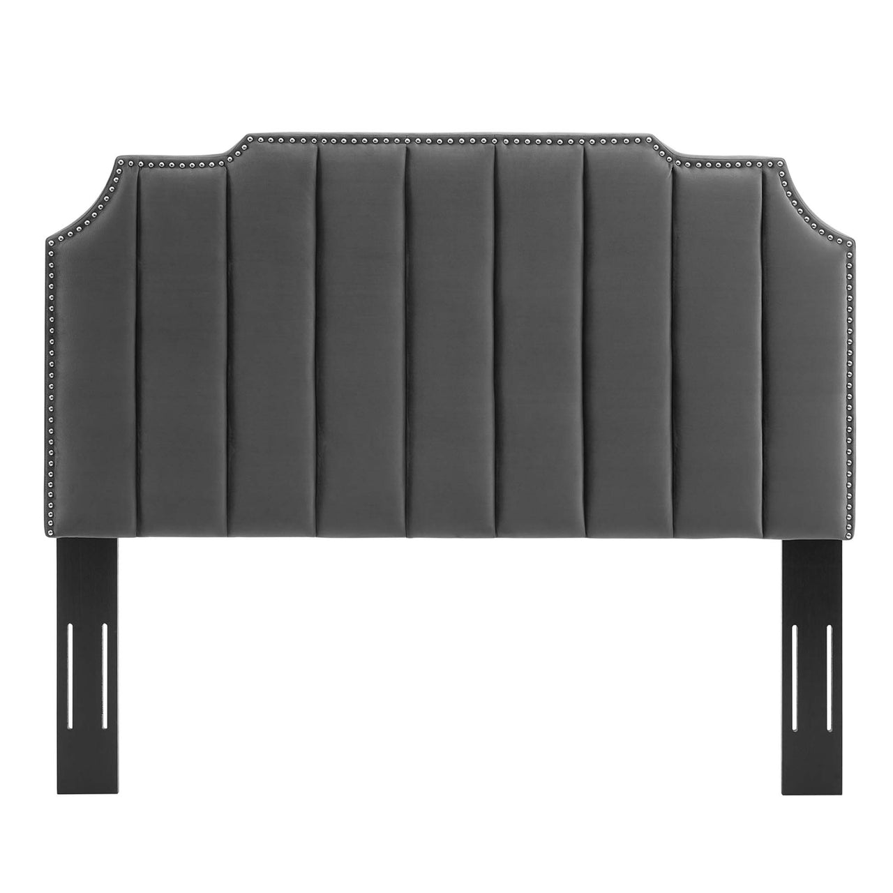 Lumyra Upholstered Velvet Twin Headboard, Charcoal