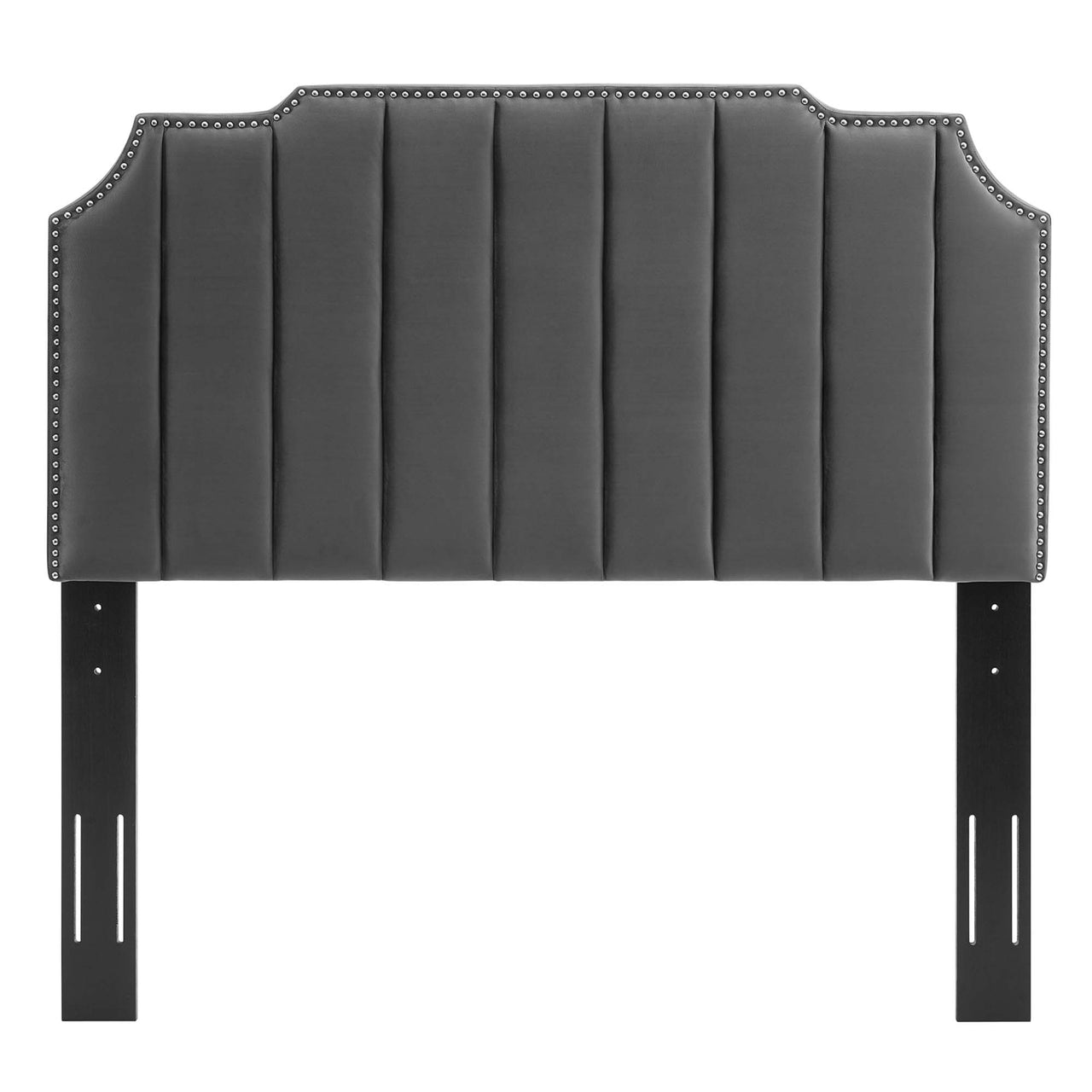 Lumyra Upholstered Velvet Twin Headboard, Charcoal