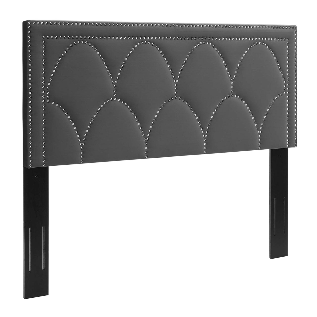 Amphitrite Upholstered Velvet Twin Headboard, Charcoal