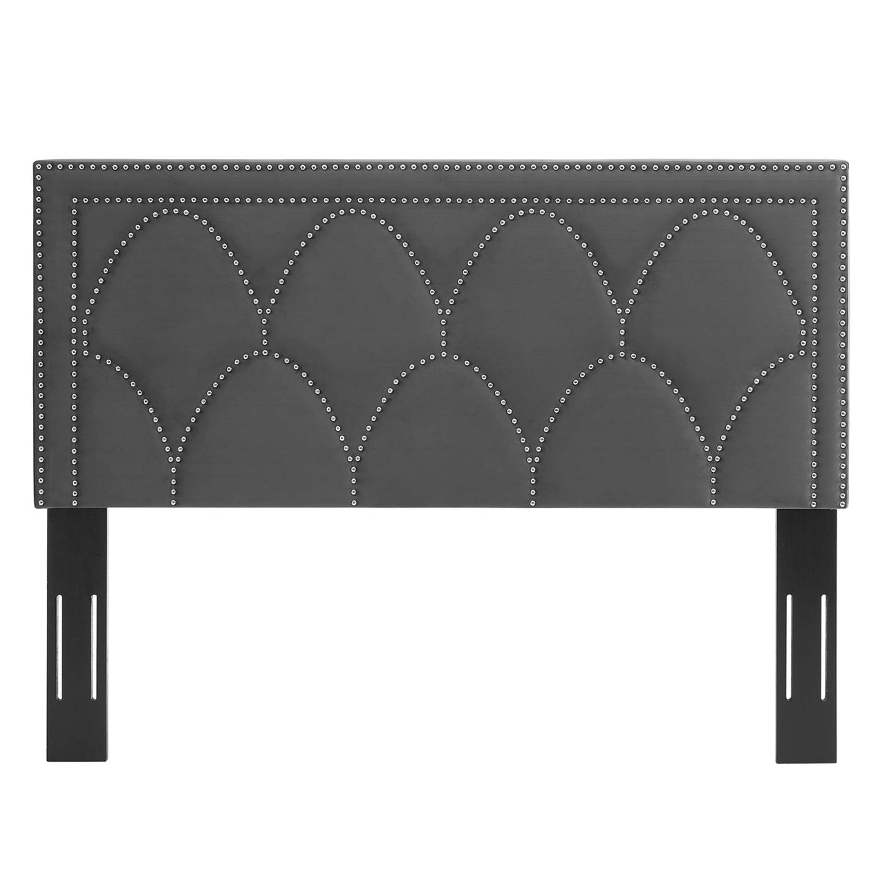 Amphitrite Upholstered Velvet Twin Headboard, Charcoal