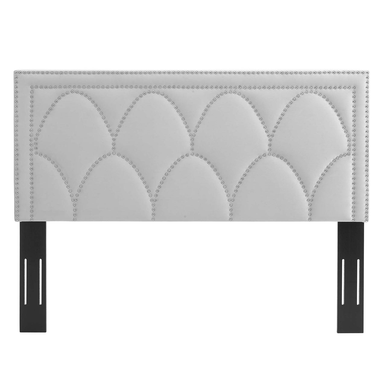 Amphitrite Upholstered Velvet Twin Headboard, Light Gray