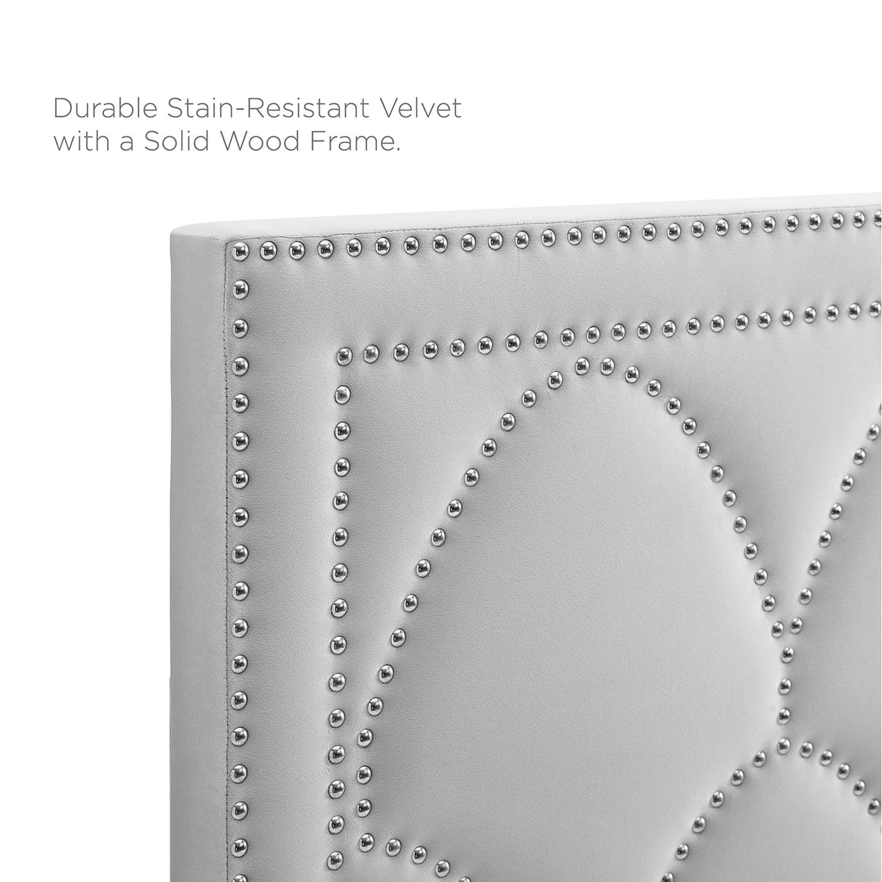 Amphitrite Upholstered Velvet Twin Headboard, Light Gray