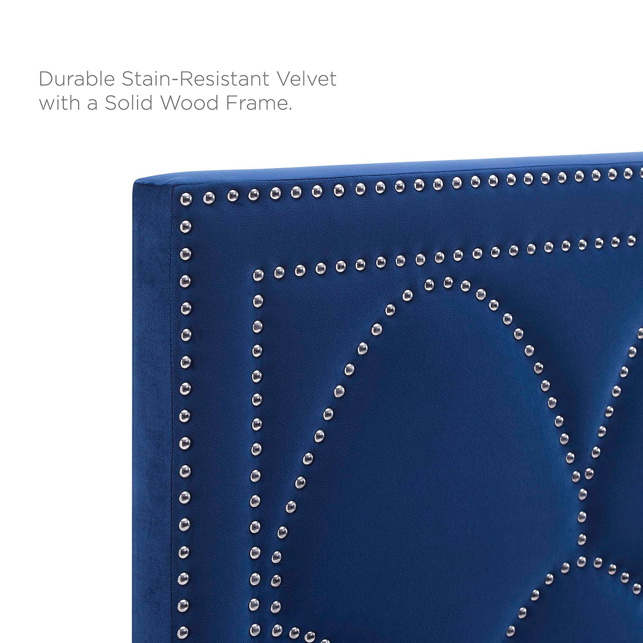 Amphitrite Upholstered Velvet Twin Headboard, Navy