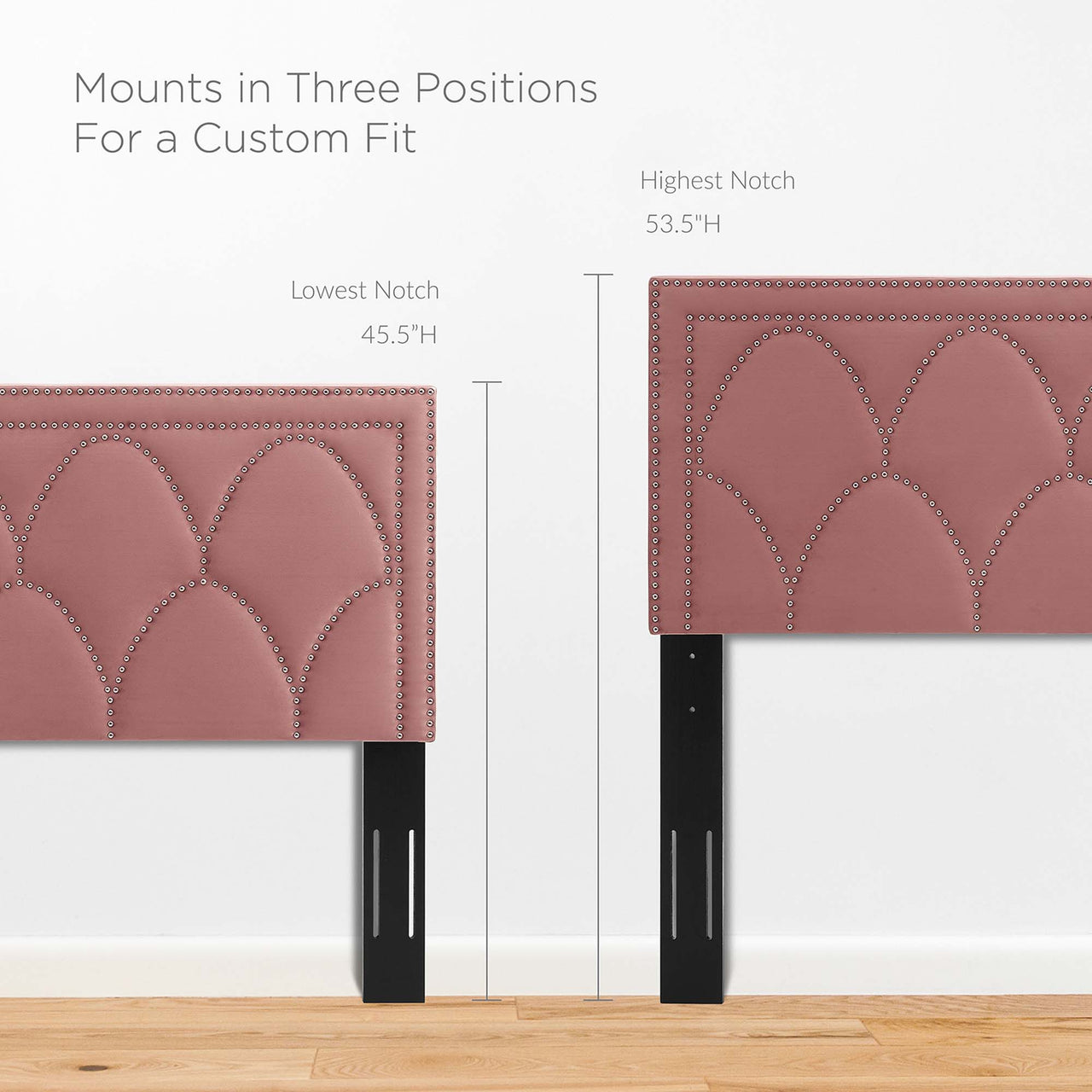 Amphitrite Upholstered Velvet King | California King Headboard, Dusty Rose