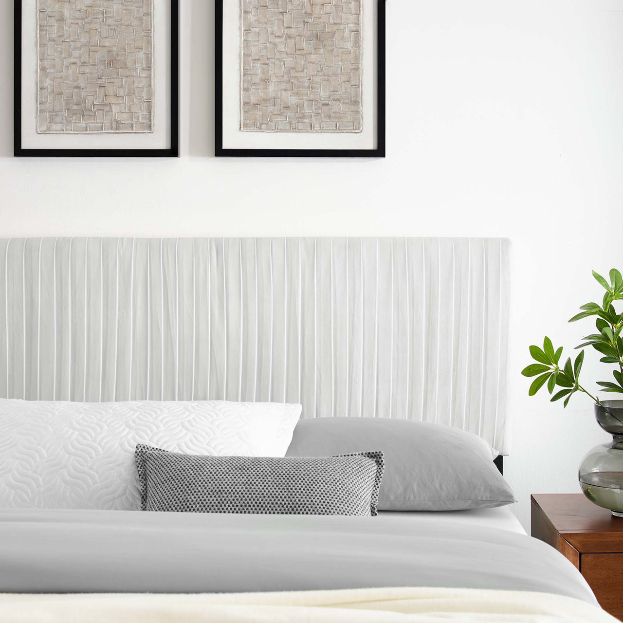 Arvelle Velvet Full | Queen Headboard, White