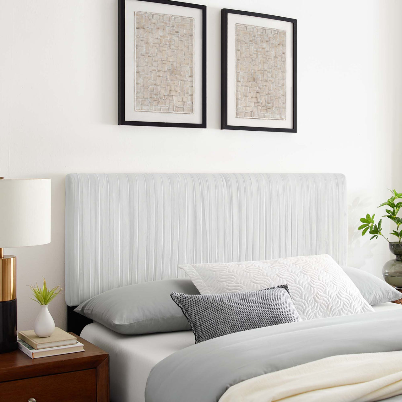 Arvelle Velvet Full | Queen Headboard, White