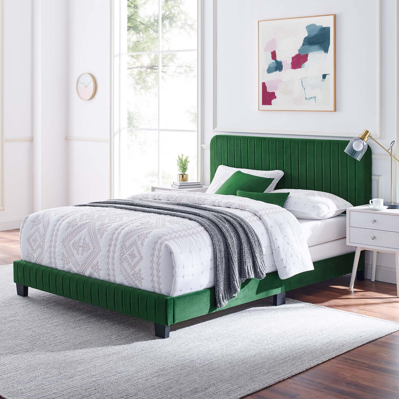 Heavenly Velvet King Bed, Emerald