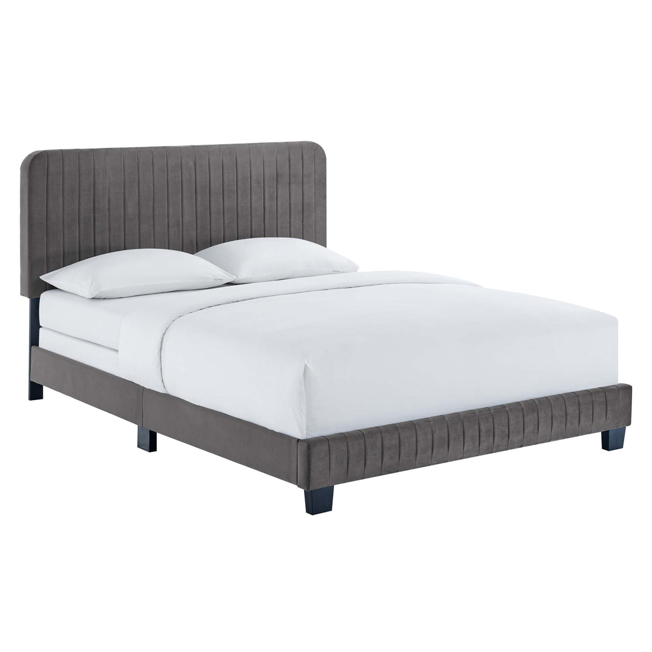 Heavenly Velvet King Bed, Gray