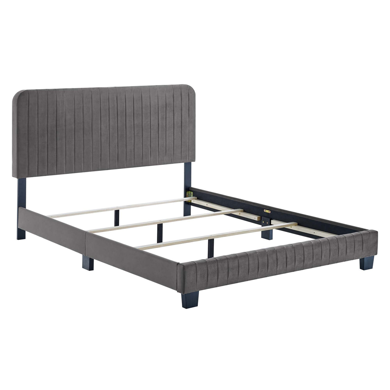 Heavenly Velvet King Bed, Gray